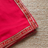 Saubhagyavati Red Plain georgette Saree