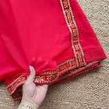 Saubhagyavati Red Plain georgette Saree