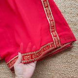Saubhagyavati Red Plain georgette Saree