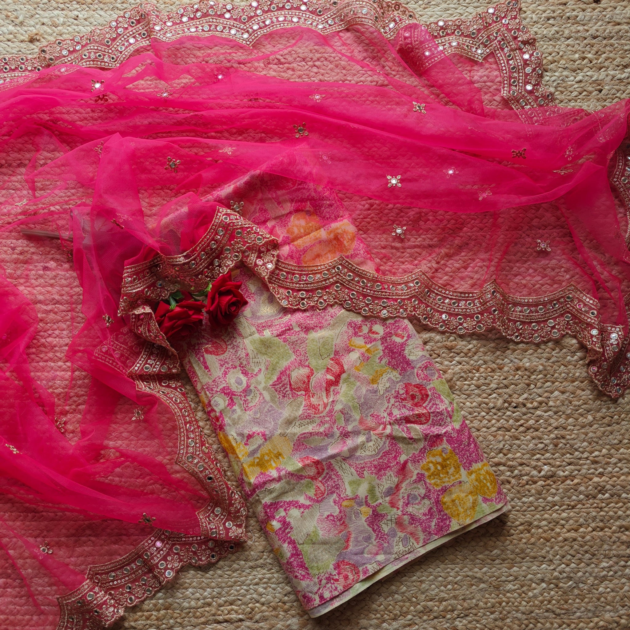 Kurta Dupatta Set Unstitched Top 2.2 mtr