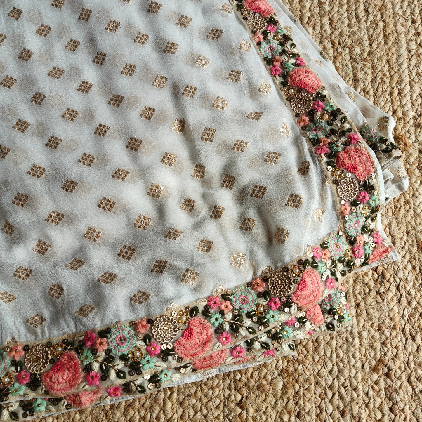 Georgette Saree with Floral border. Traditional sari