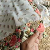 Georgette Saree with Floral border. Traditional sari