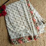 Georgette Saree with Floral border. Traditional sari