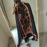 Black Georgette Dress material with Butterfly embroidery