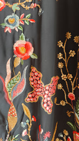 Black Georgette Dress material with Butterfly embroidery