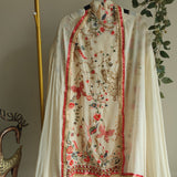Cream Georgette Dress material with Butterfly embroidery