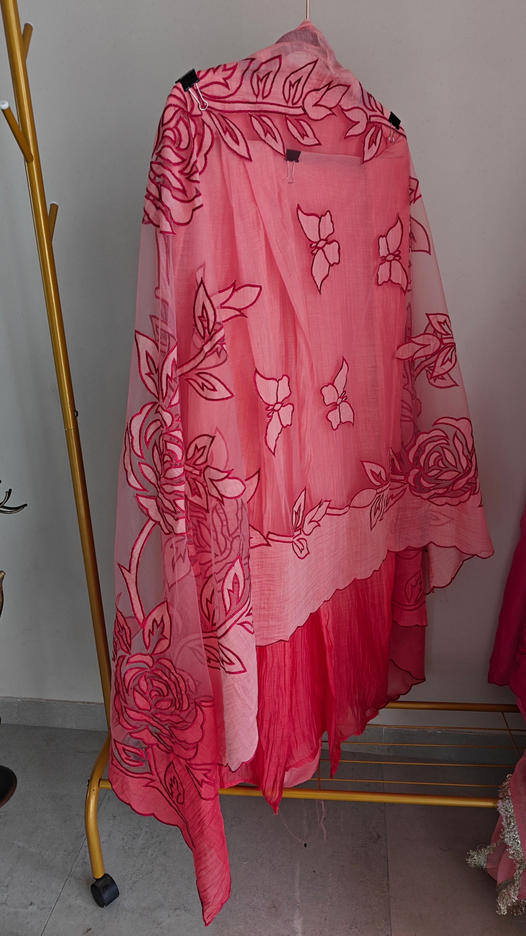 Red Mul Cotton Patchwork Suit