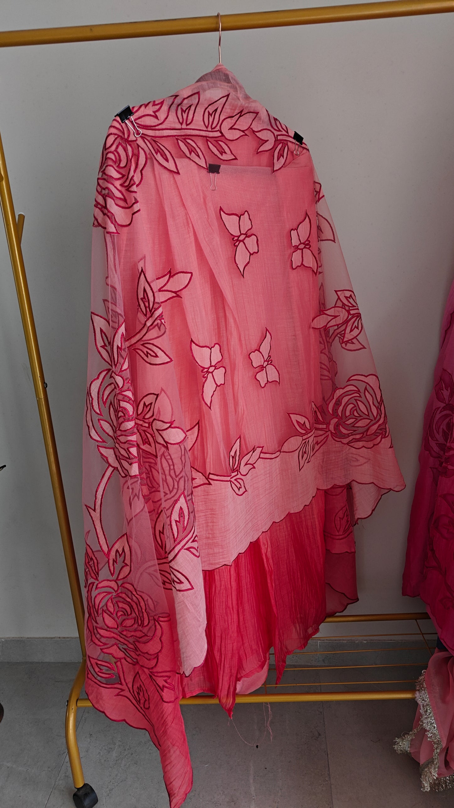 Red Mul Cotton Patchwork Suit