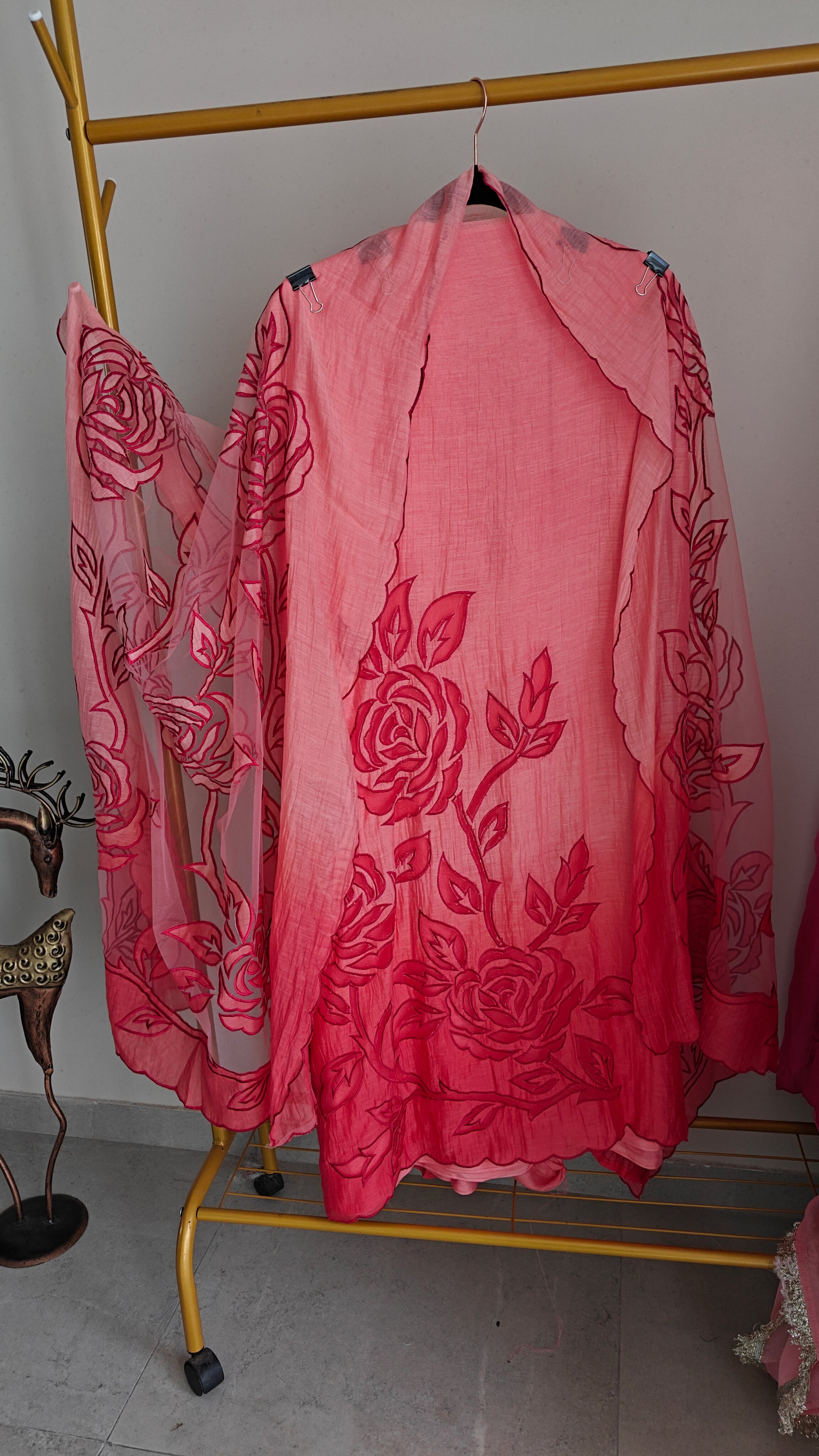 Red Mul Cotton Patchwork Suit