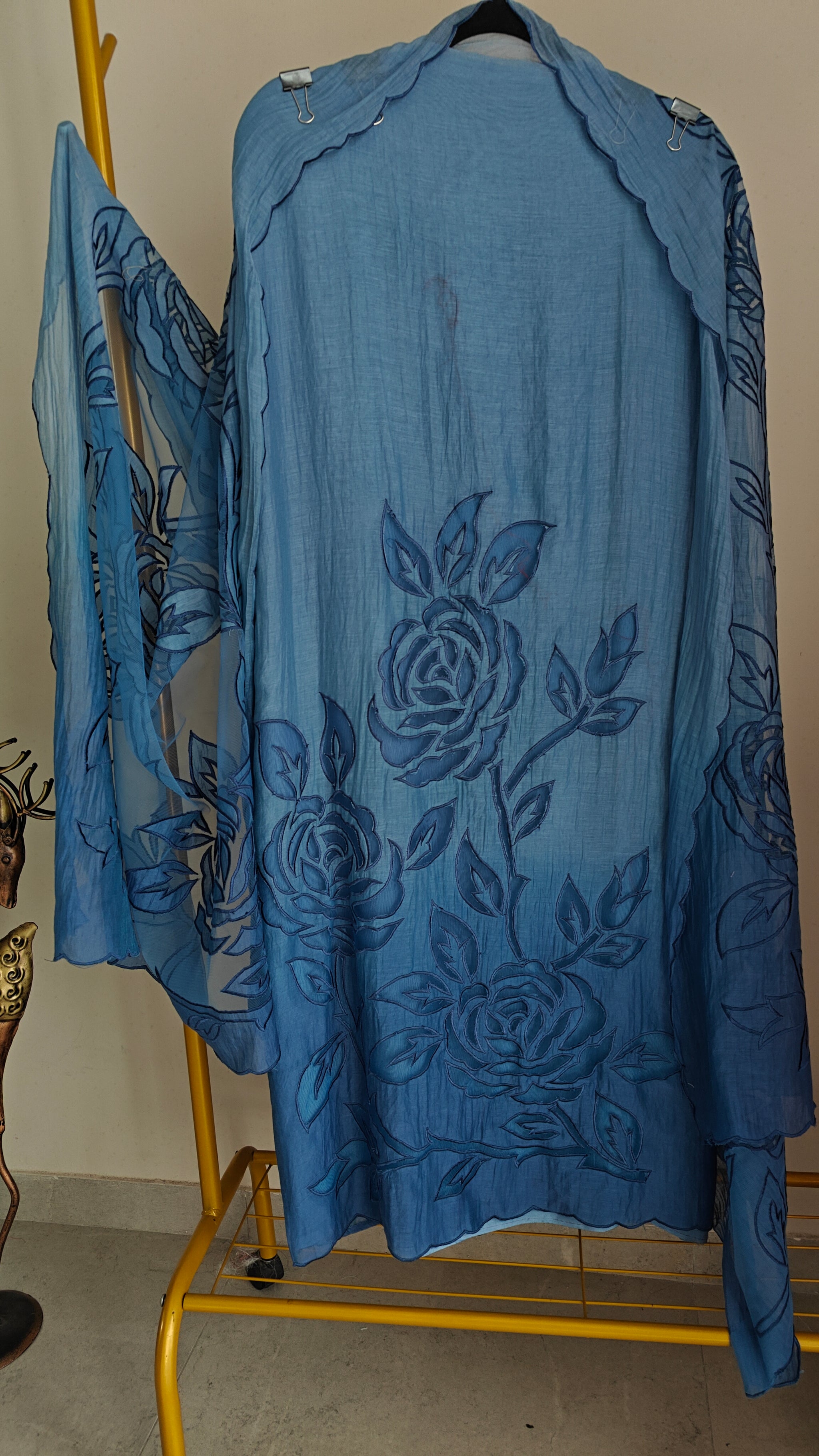 Blue Mul Cotton Patchwork Suit