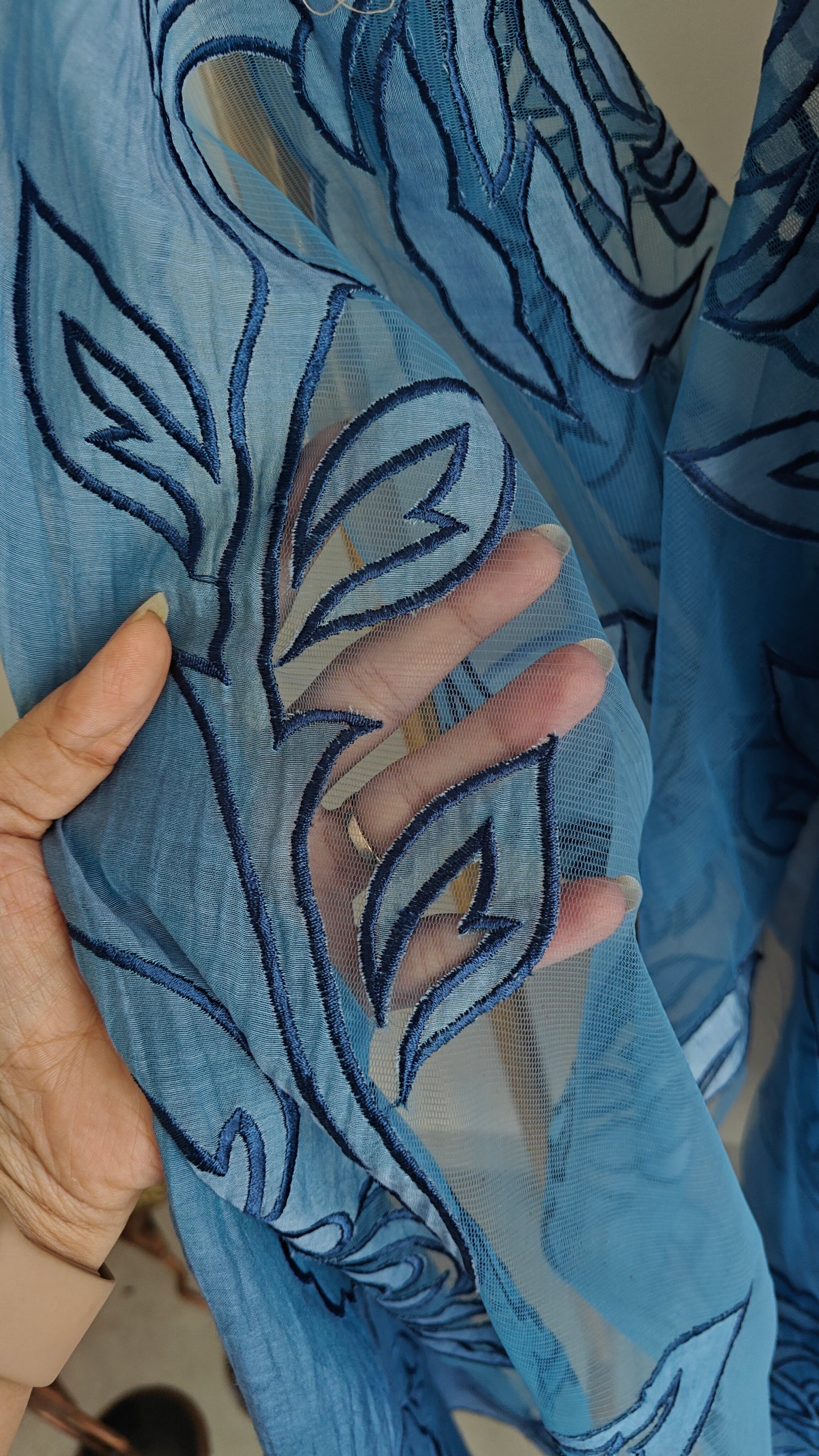 Blue Mul Cotton Patchwork Suit