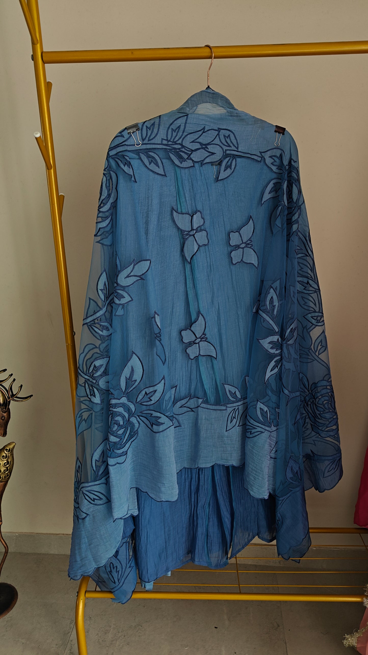 Blue Mul Cotton Patchwork Suit