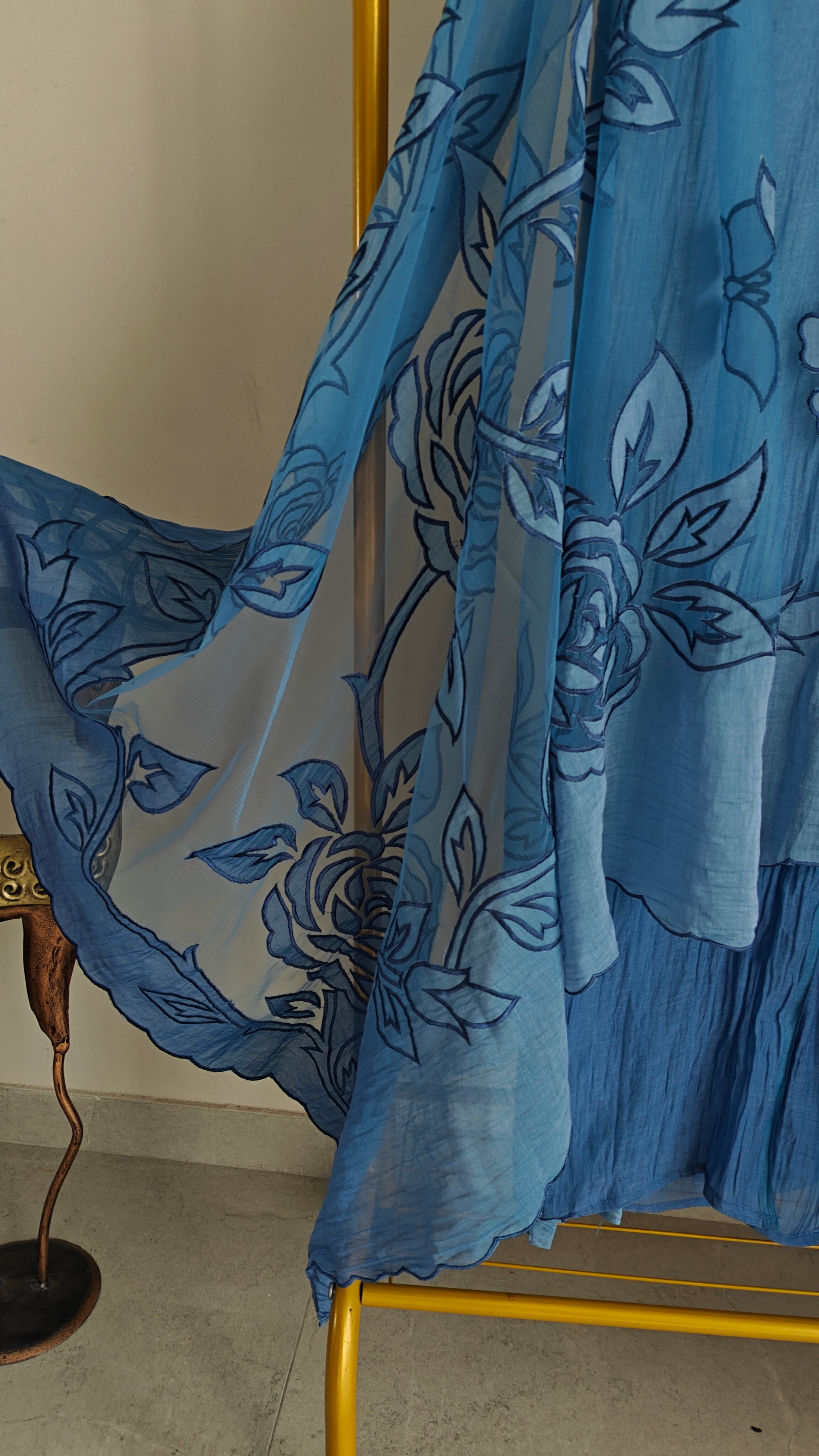 Blue Mul Cotton Patchwork Suit