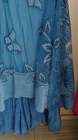 Blue Mul Cotton Patchwork Suit