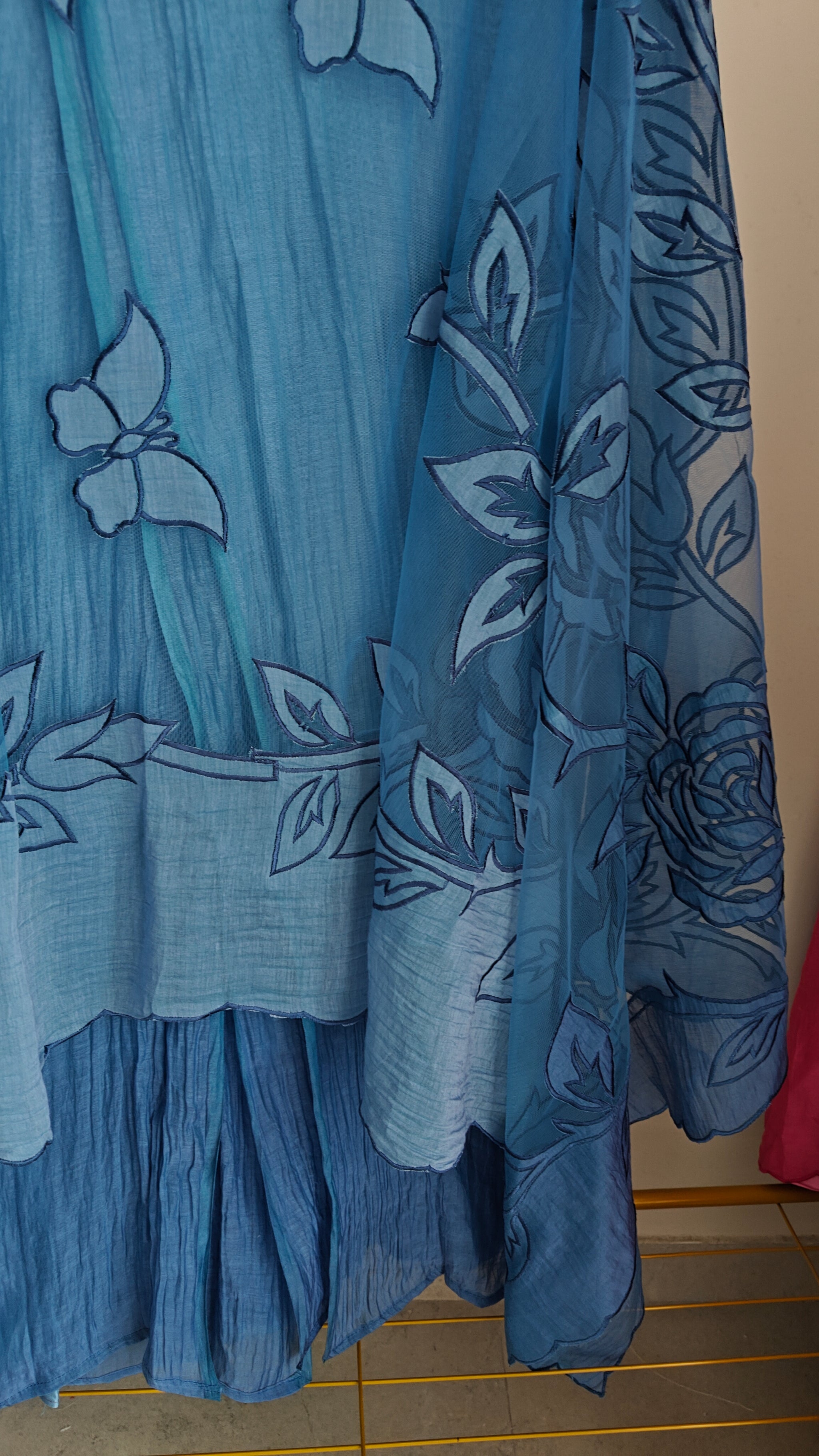 Blue Mul Cotton Patchwork Suit