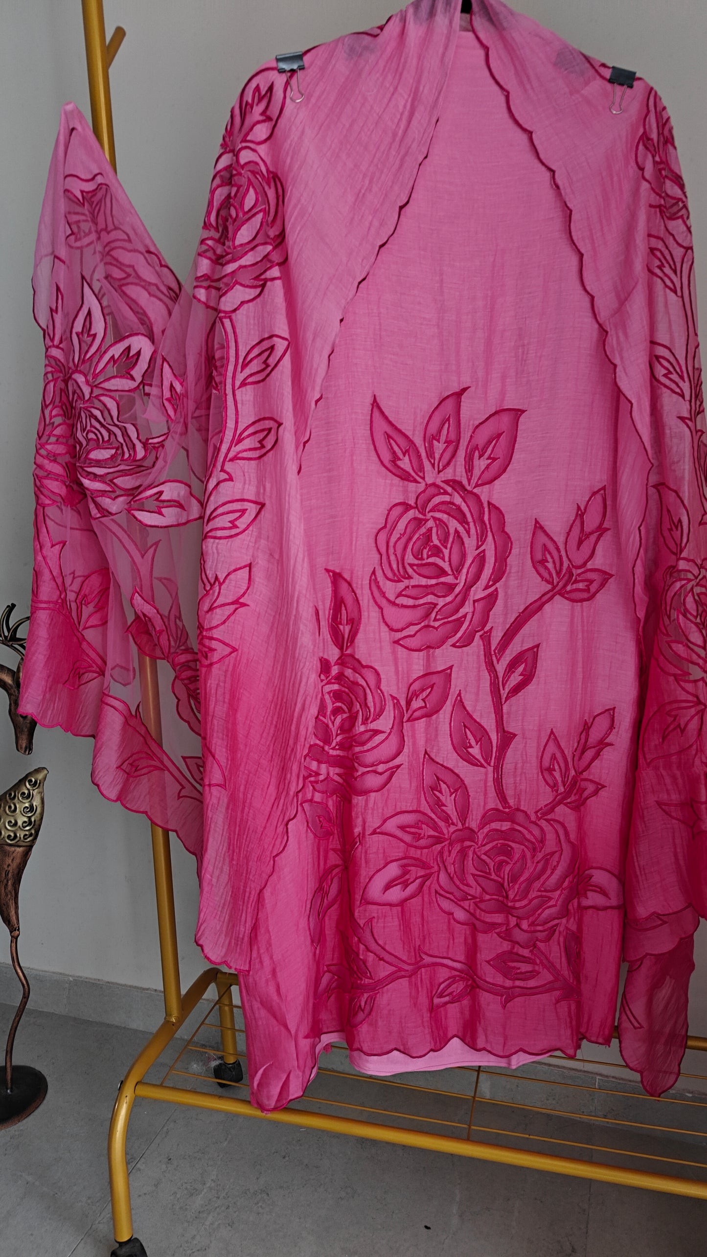 Pink Mul Cotton Patchwork Suit