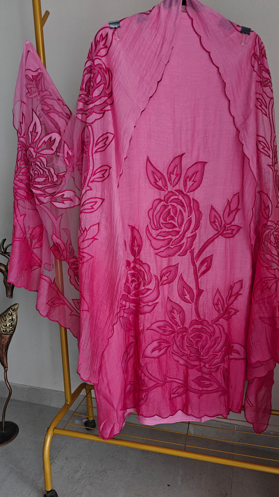 Pink Mul Cotton Patchwork Suit