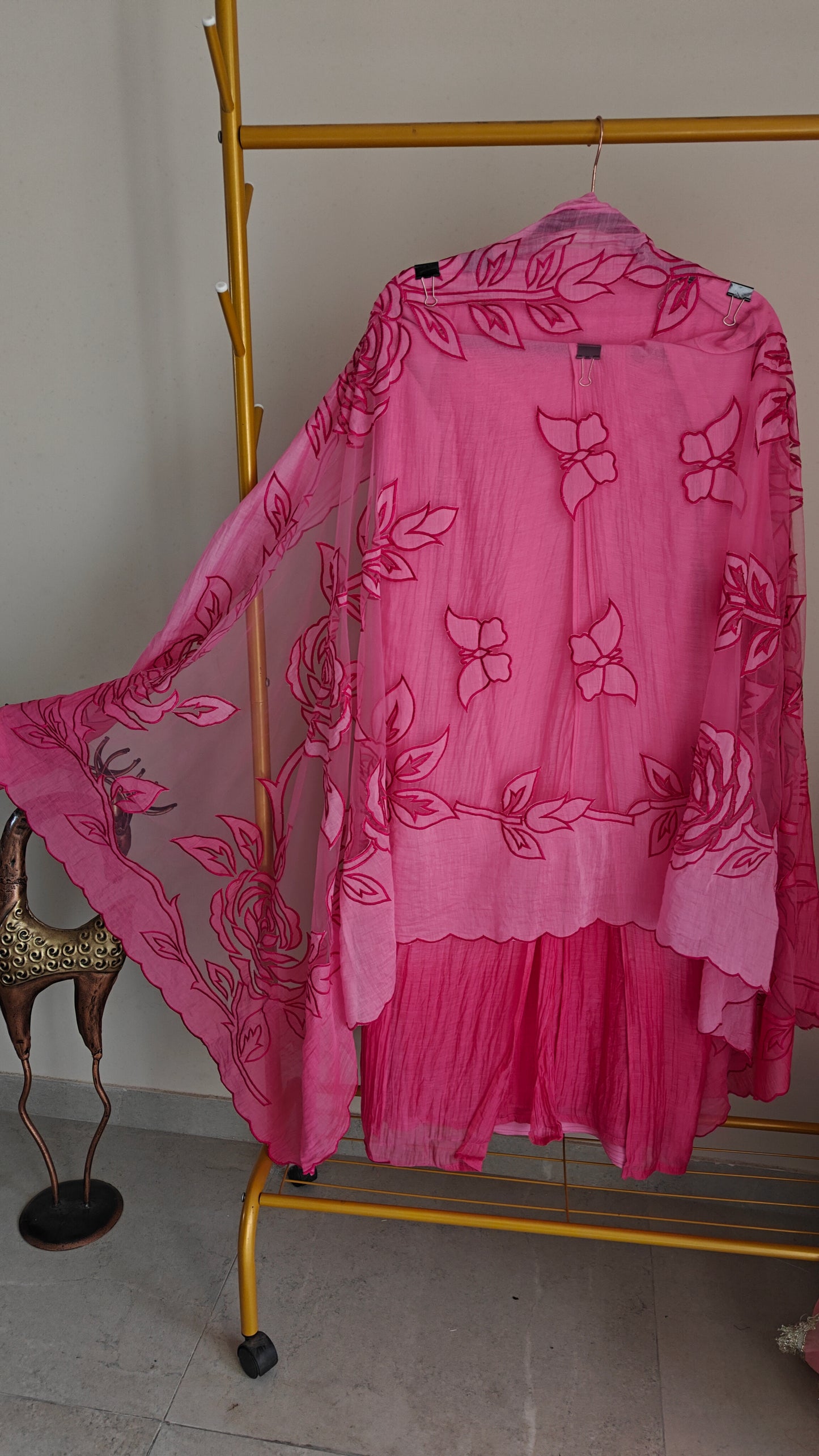 Pink Mul Cotton Patchwork Suit