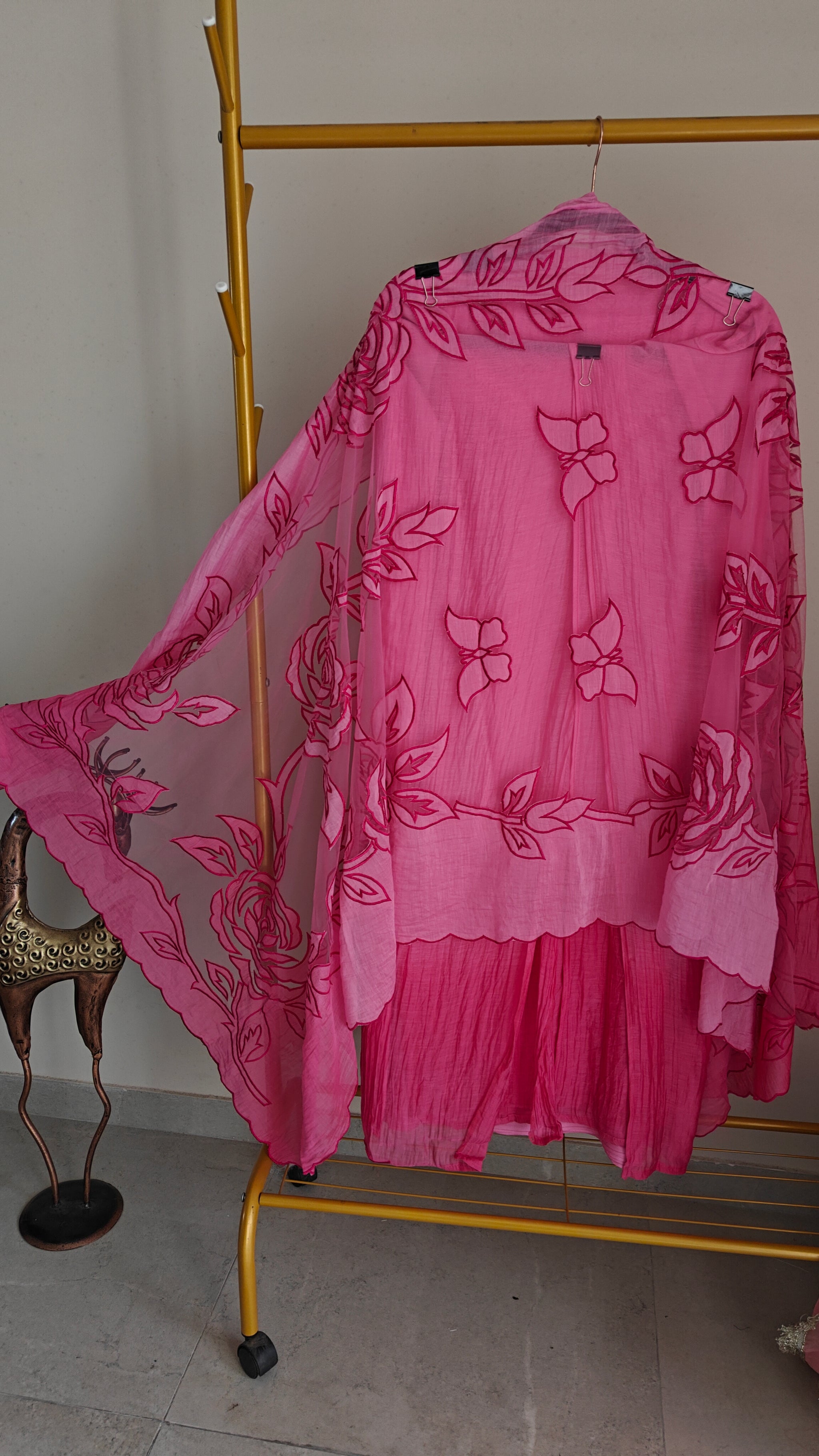 Pink Mul Cotton Patchwork Suit