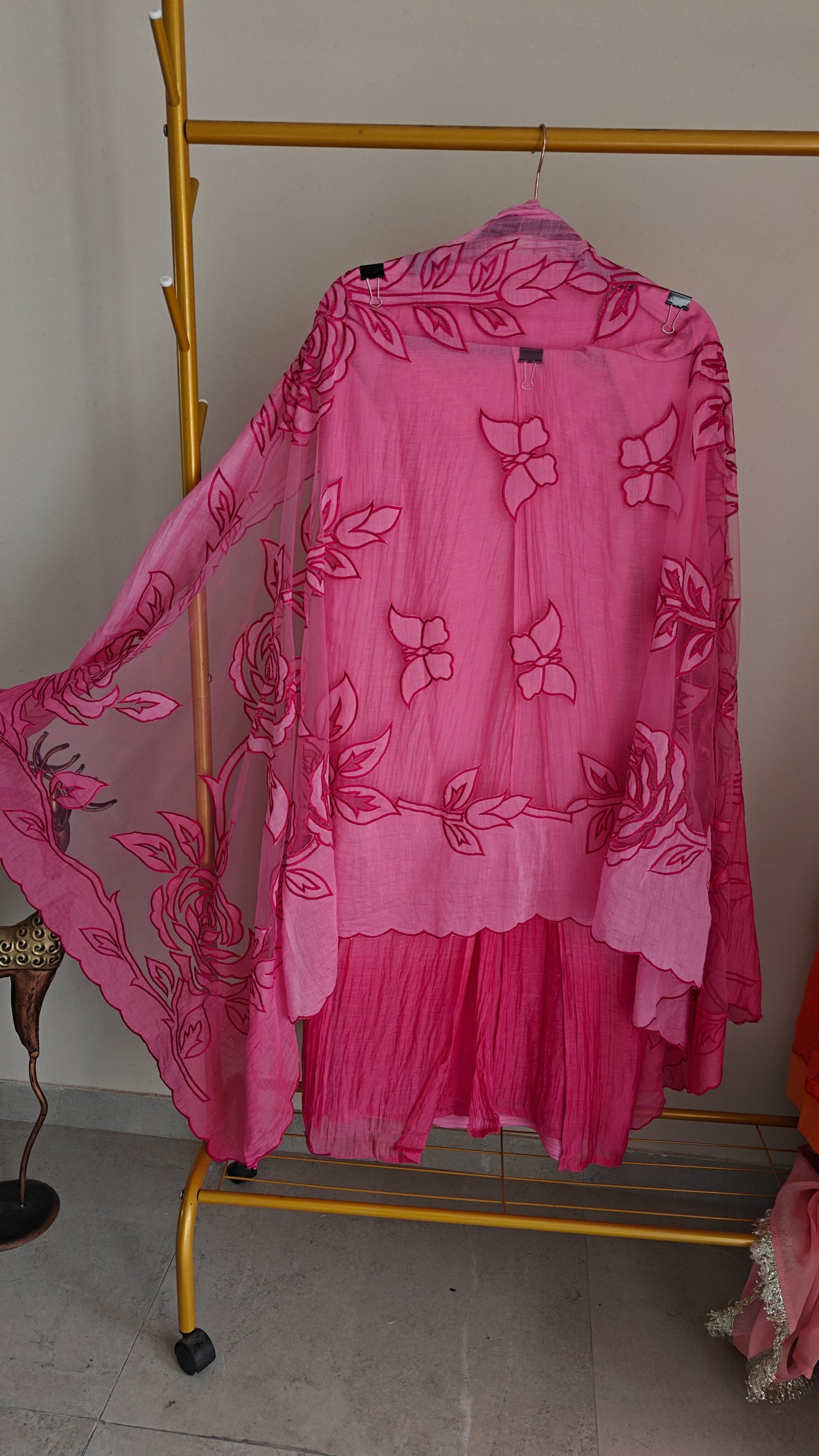 Pink Mul Cotton Patchwork Suit