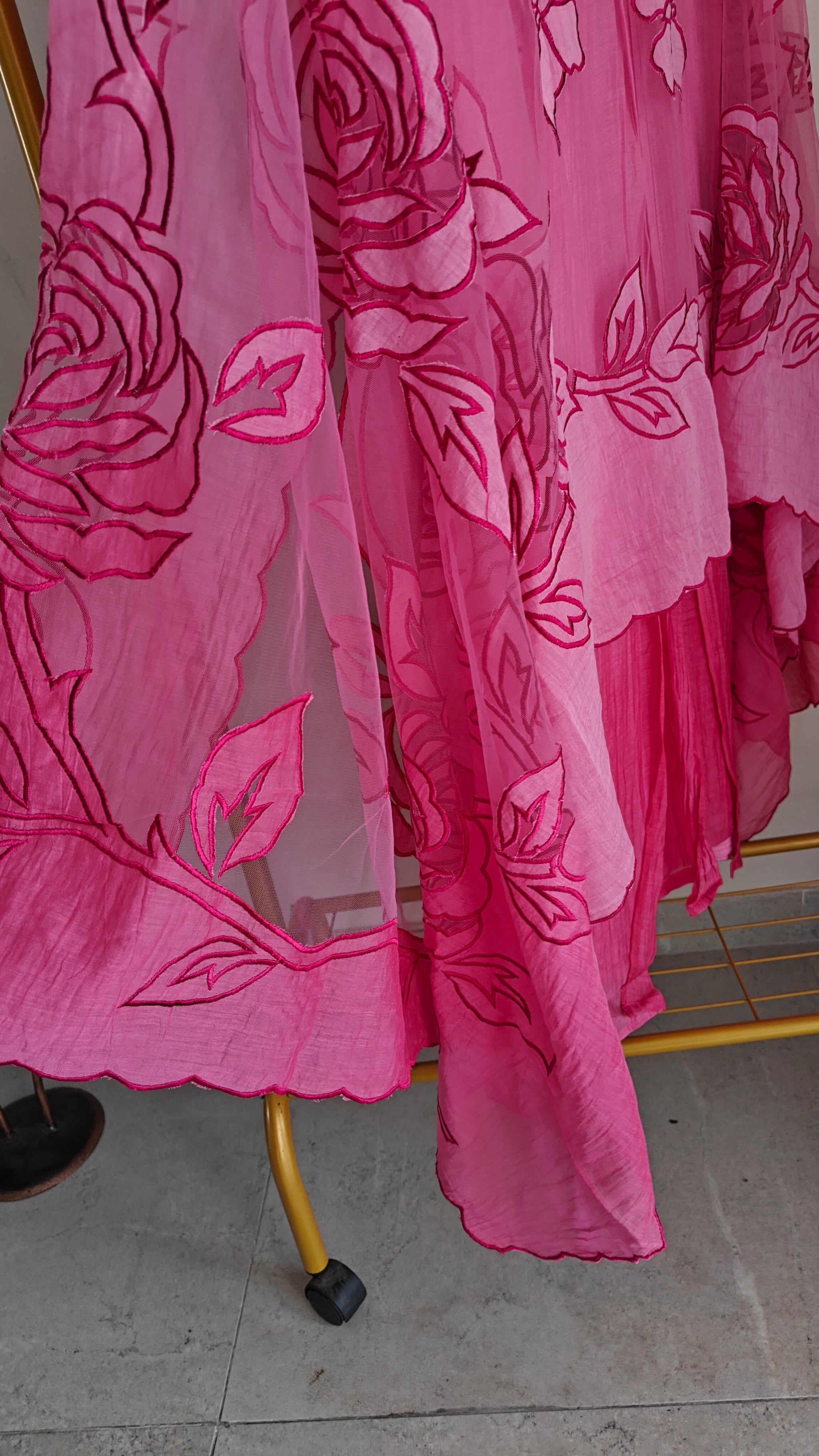 Pink Mul Cotton Patchwork Suit