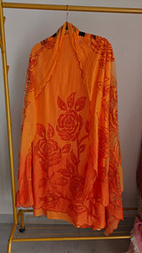 Orange Mul Cotton Patchwork Suit