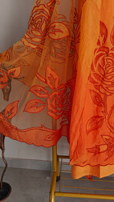 Orange Mul Cotton Patchwork Suit