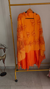 Orange Mul Cotton Patchwork Suit