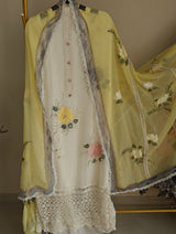 Handpainted and pearl embroidery Unstitched suit