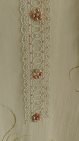 Handpainted and pearl embroidery Unstitched suit