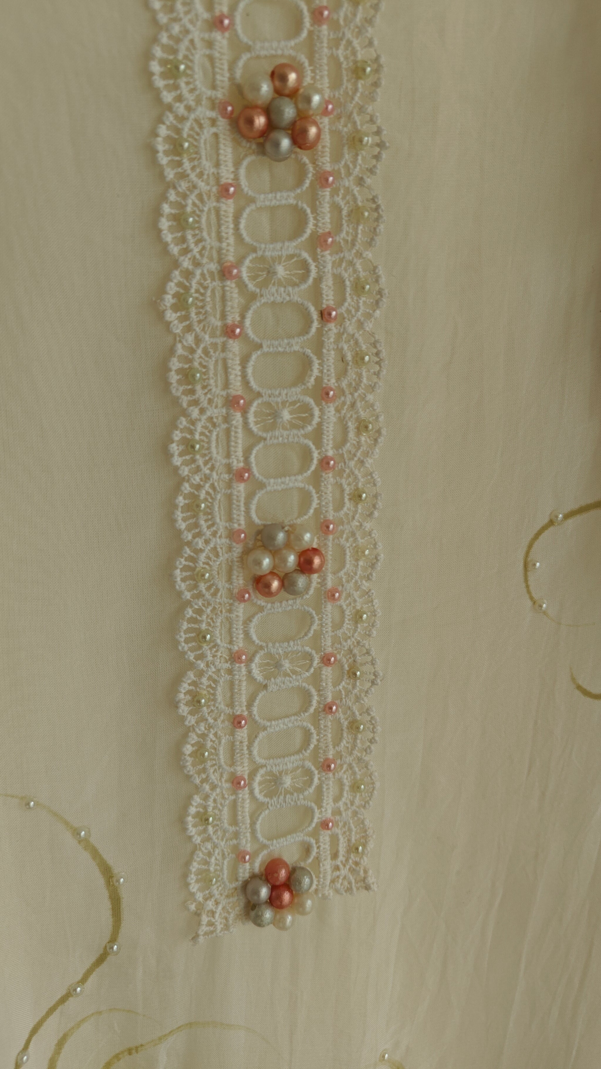 Handpainted and pearl embroidery Unstitched suit