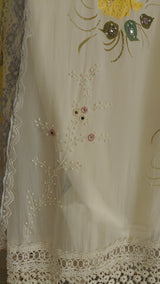 Handpainted and pearl embroidery Unstitched suit