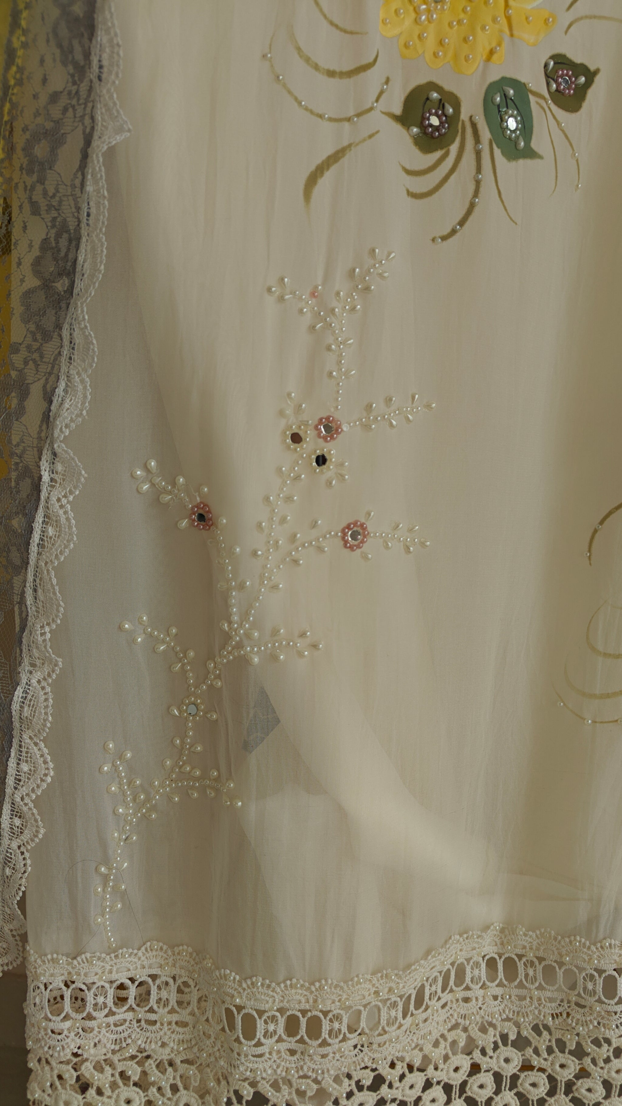 Handpainted and pearl embroidery Unstitched suit