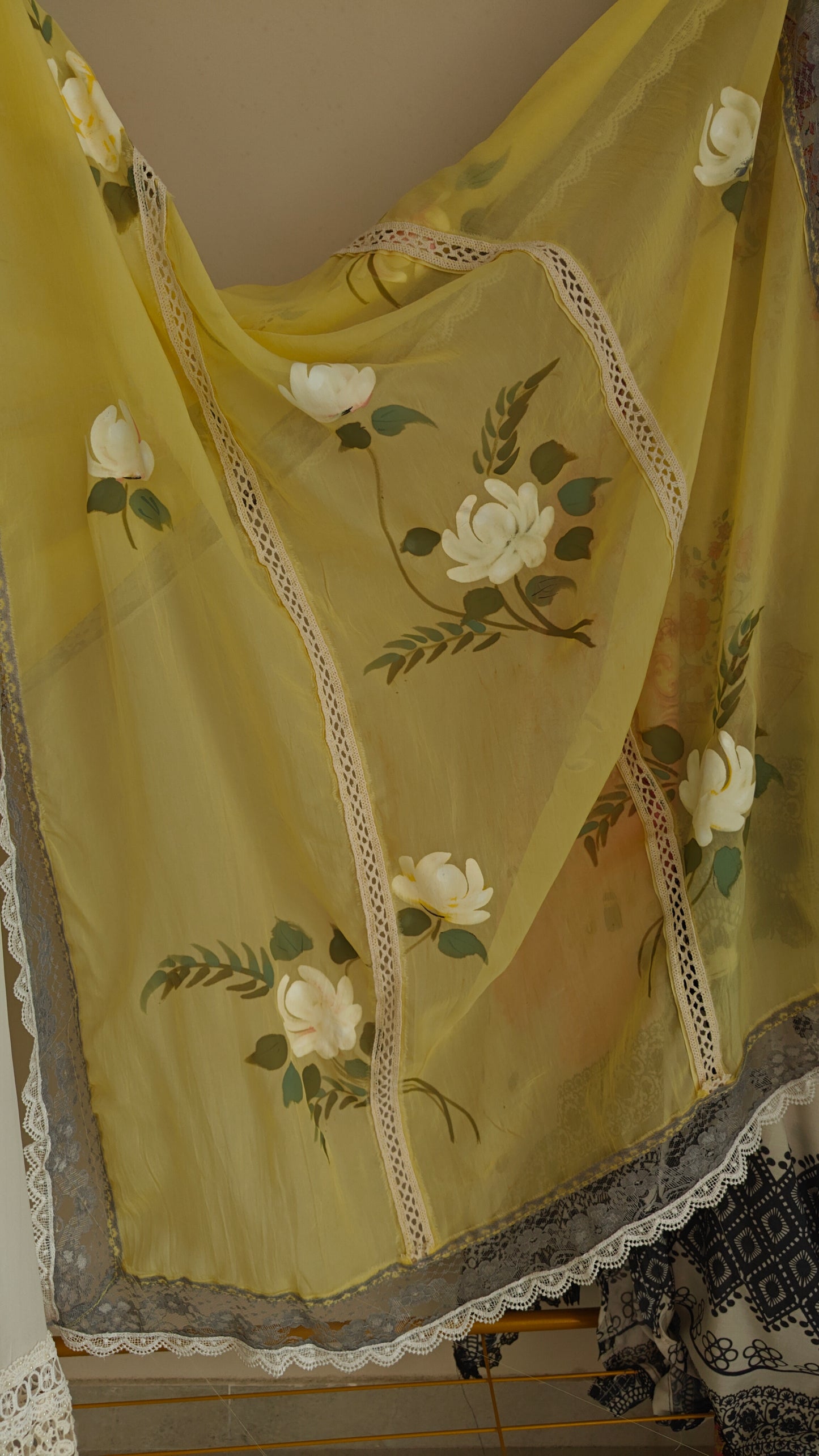 Handpainted and pearl embroidery Unstitched suit