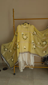 Handpainted and pearl embroidery Unstitched suit