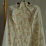 Cream Cotton embroidered dress material
