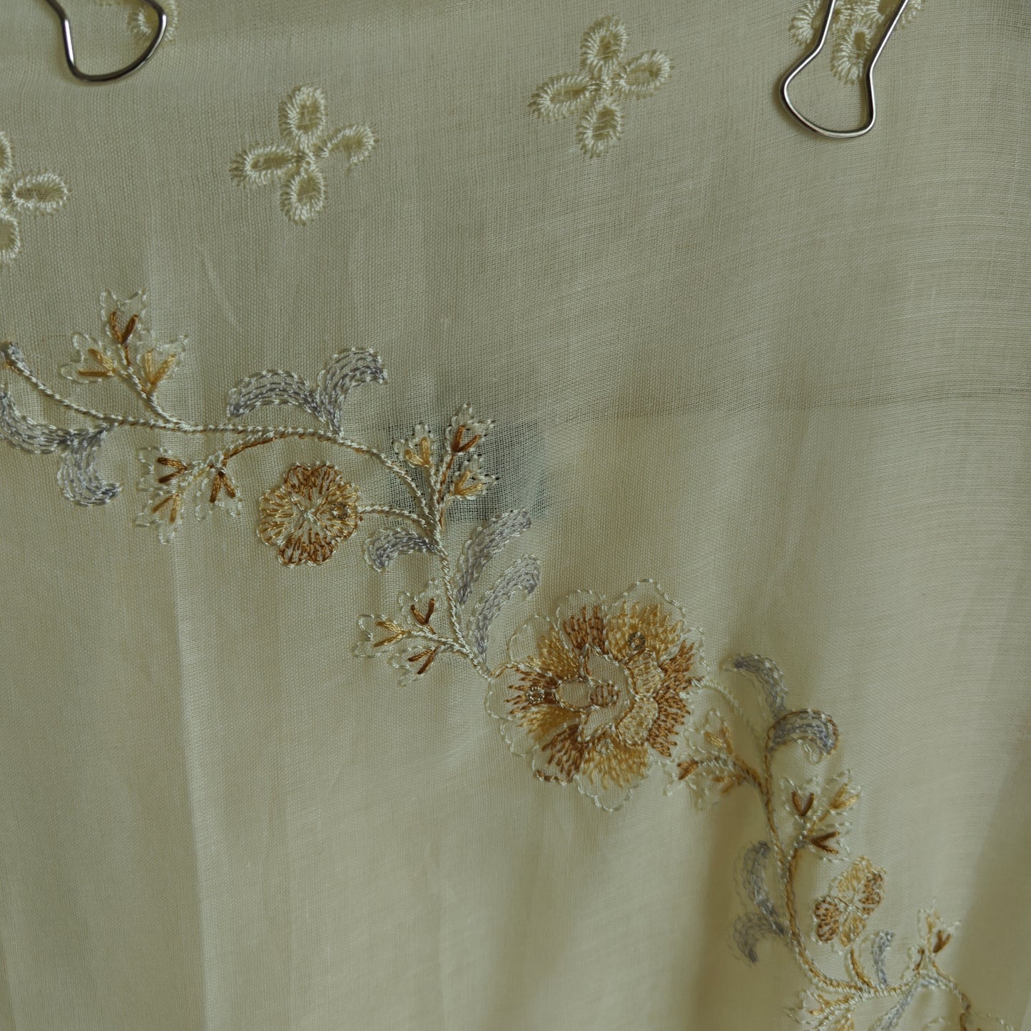 Cream Cotton embroidered dress material