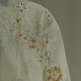 Cream Cotton embroidered dress material