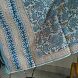 Blue chanderi cotton knot embroidery with resham thread and jamdani