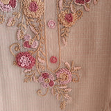 Soft Zari kota kurta with tissue dupatta.