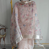 Soft Zari kota kurta with tissue dupatta.