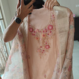 Soft Zari kota kurta with tissue dupatta.