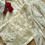 Cream Cotton embroidered dress material