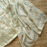 Cream Cotton embroidered dress material