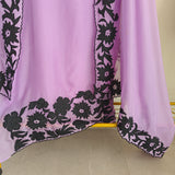 Purple Georgette dress material with Black patchwork