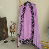 Purple Georgette dress material with Black patchwork
