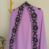 Purple Georgette dress material with Black patchwork