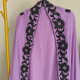 Purple Georgette dress material with Black patchwork