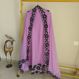 Purple Georgette dress material with Black patchwork