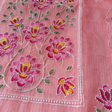 Rose pink Kotta embroidered kurta dupatta set Unstitched